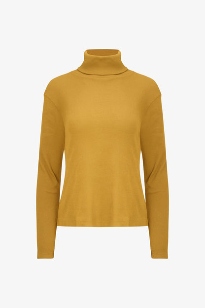Women's Classic Rib-Knit Turtleneck Top with Long Sleeves