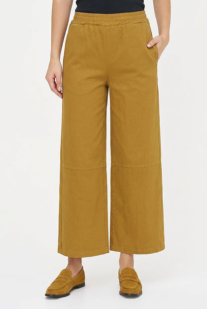 Women's Woven Pull-On Wide-Leg Pants with Back Patch Pockets