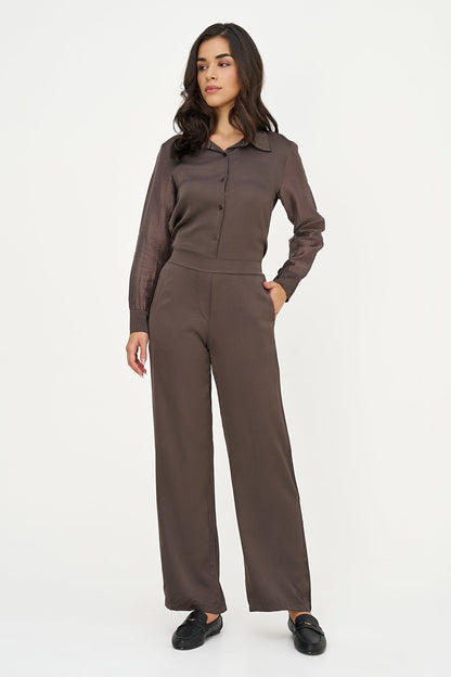 Women's Woven Pull-On Bootcut Pants with Side Pockets