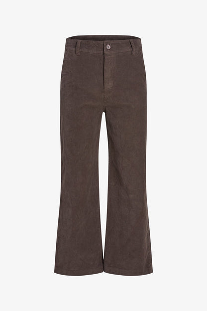 Women's Corduroy Zip-Up Bootcut Pants with Side Pockets