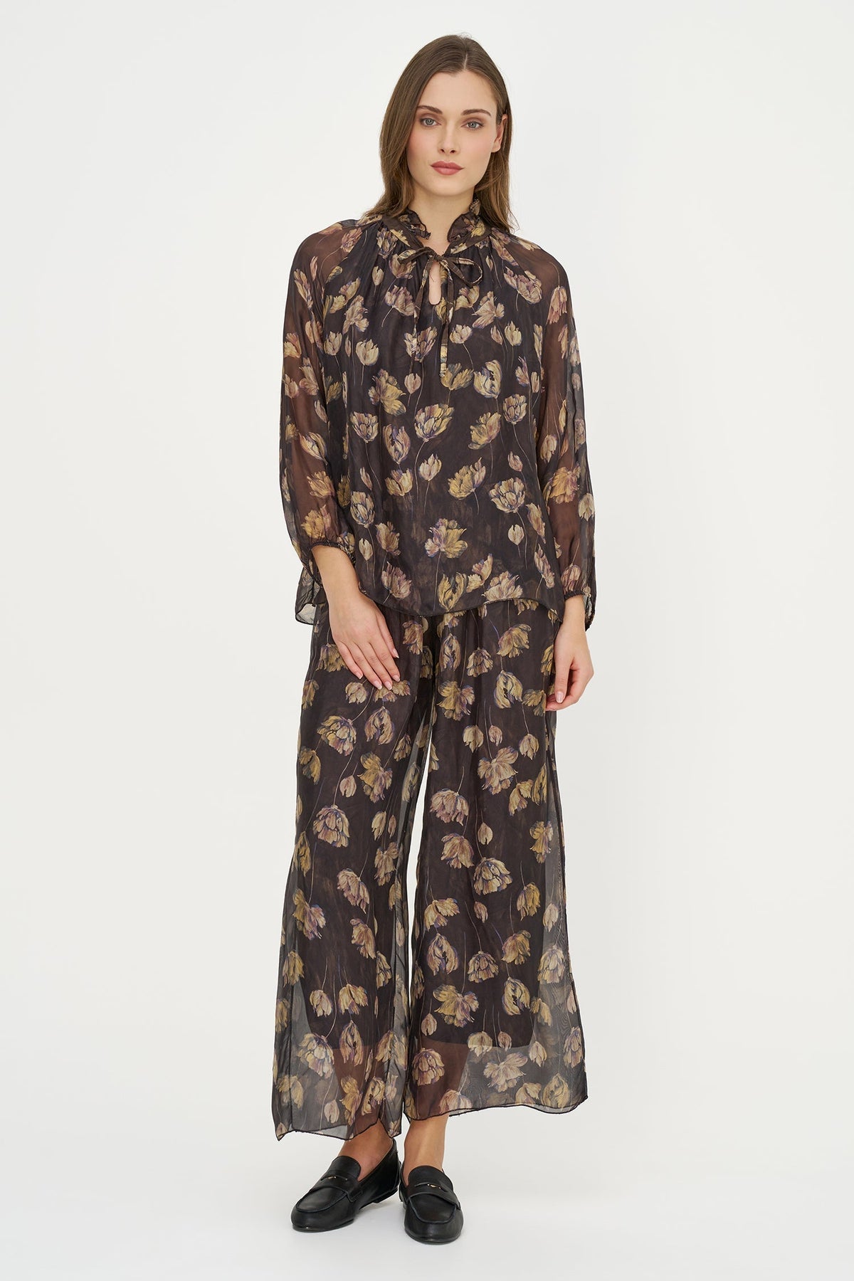 Women's Printed Woven Pull-On Wide-Leg Pants
