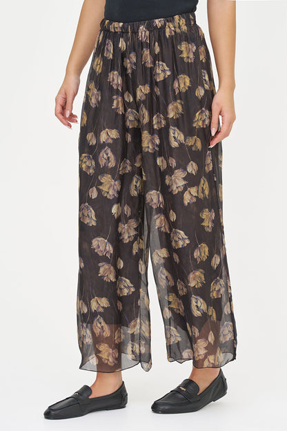 Women's Printed Woven Pull-On Wide-Leg Pants