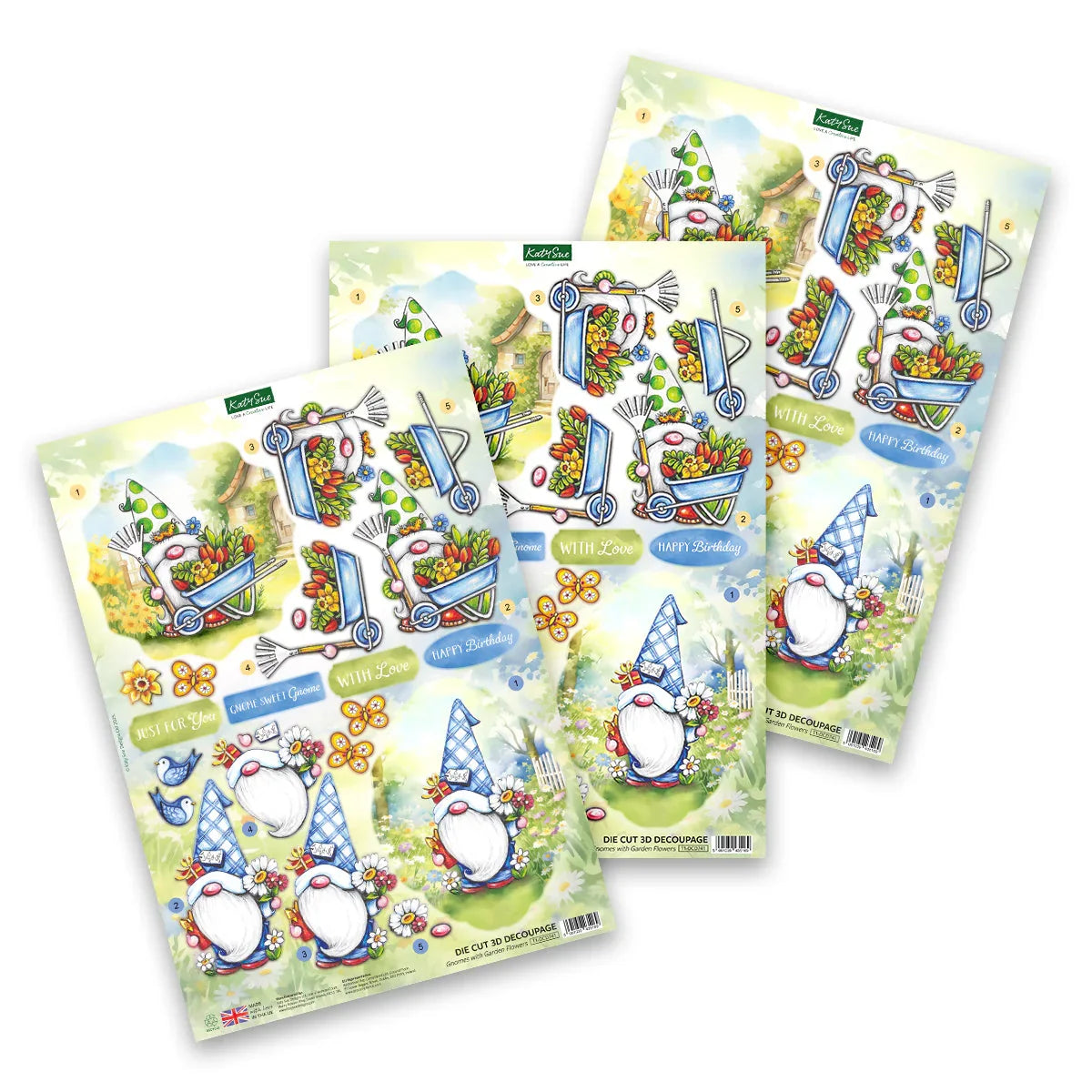 Die Cut Decoupage – Garden Gnomes (Pack of 12)