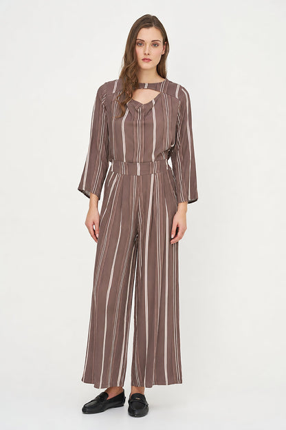 Women's Printed Woven Wide-Leg Pull-On Pants with Side Pockets