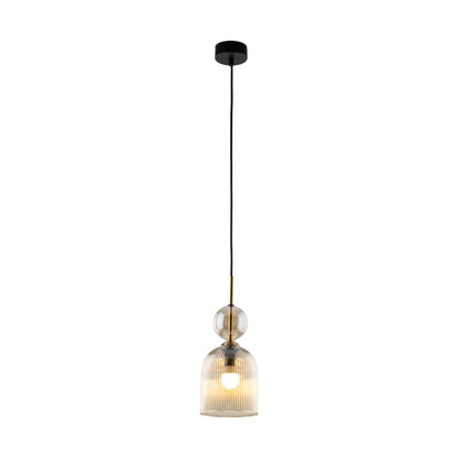 SOPHIA Cognac Ribbed Glass Bell Mini Pendant for Kitchen Island