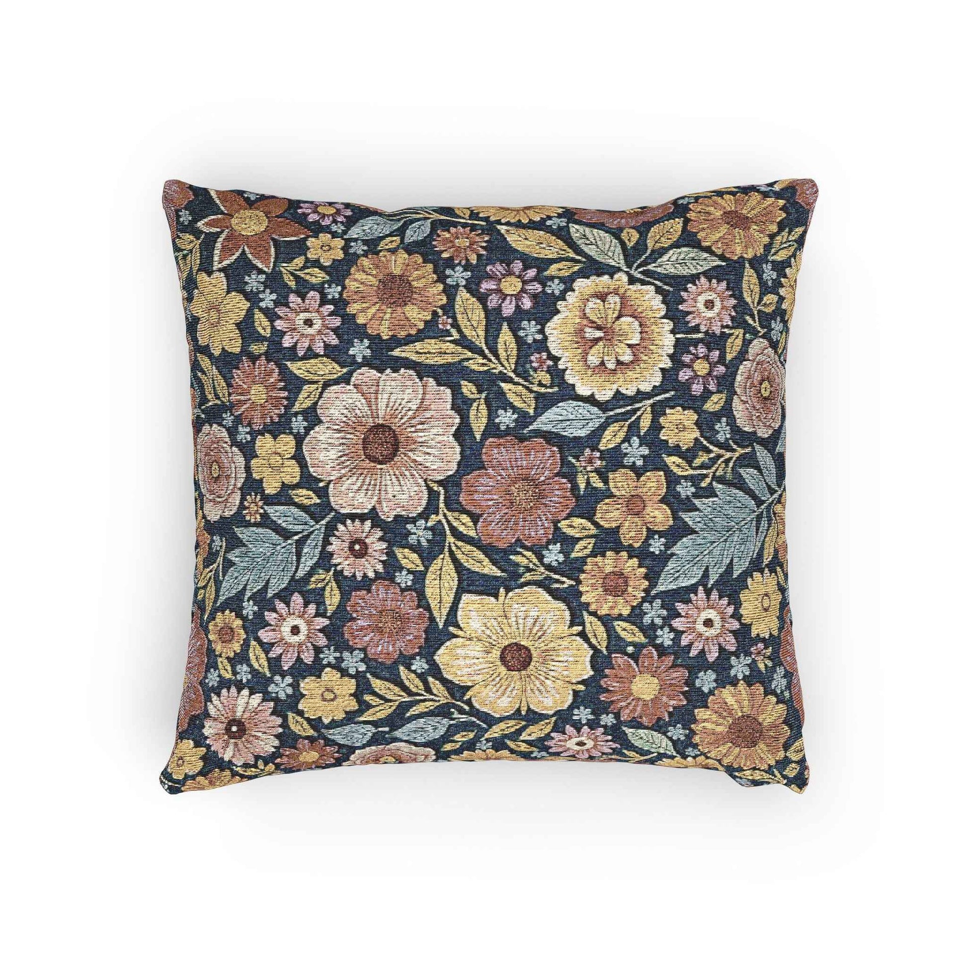 Vintage Floral Tapestry Woven Pillow | Floral Throw Pillow