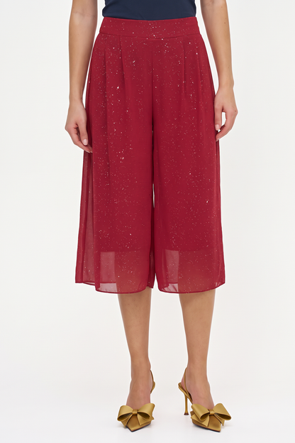 Women's Foil-Printed Woven Pull-On Gaucho Capri Pants