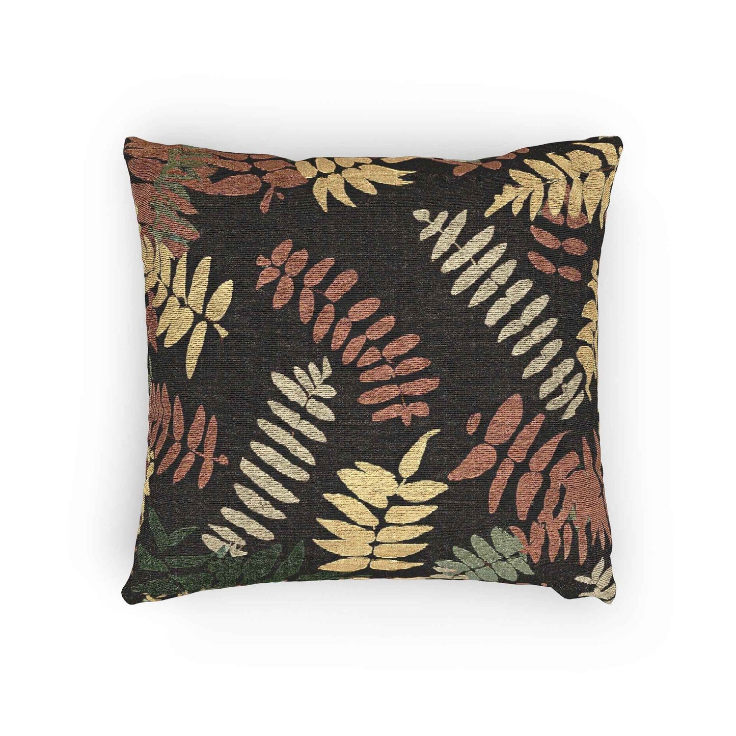 Fern Leaf Pattern Woven Pillow, Retro Botanical Throw Pillow | Earth Tone Leaves