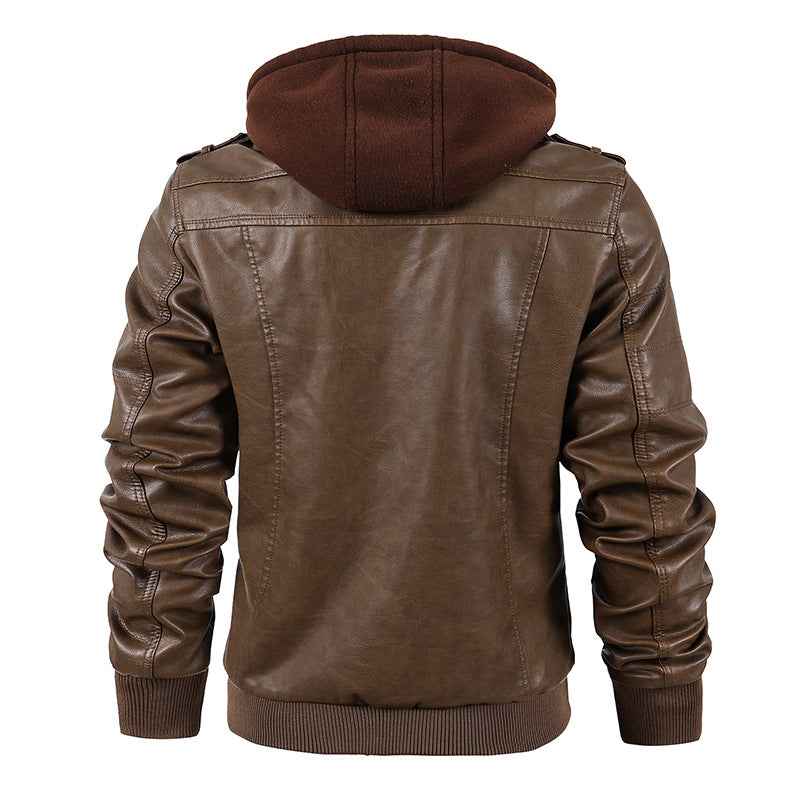 Men's Motorcycle-Style PU Leather Jacket