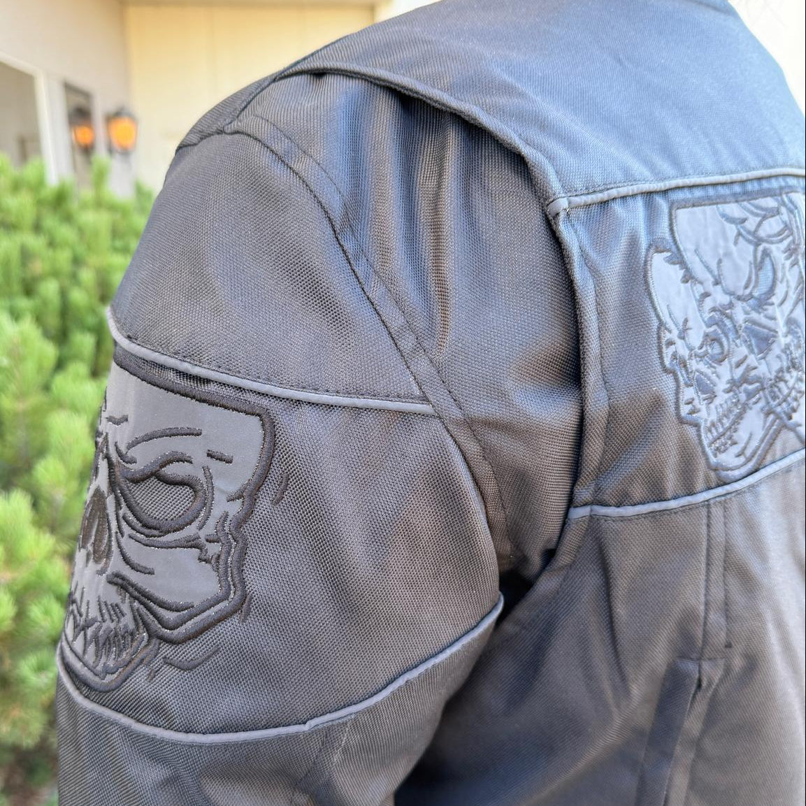 Open Road Men's Reflective Skull Cordura Motorcycle Jacket