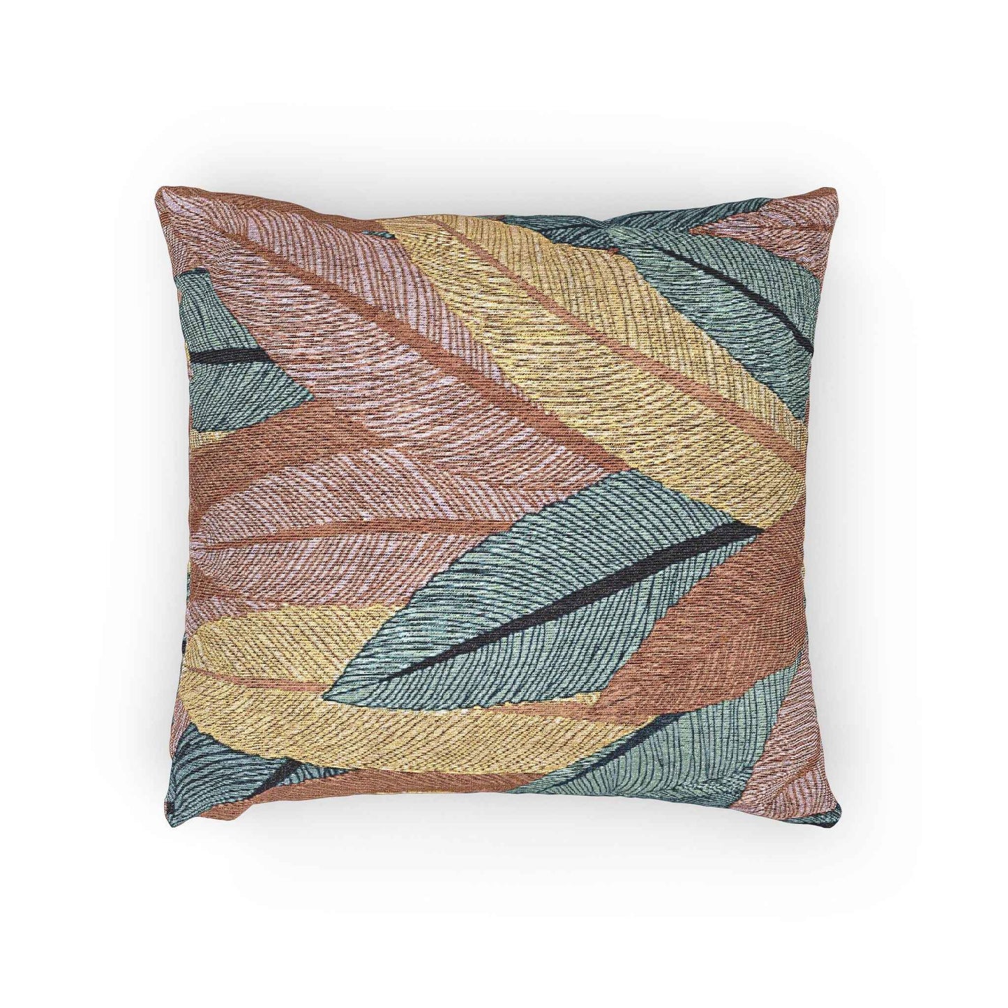 Tropical Leaf Woven Pillow | Boho Decorative Throw Cushion