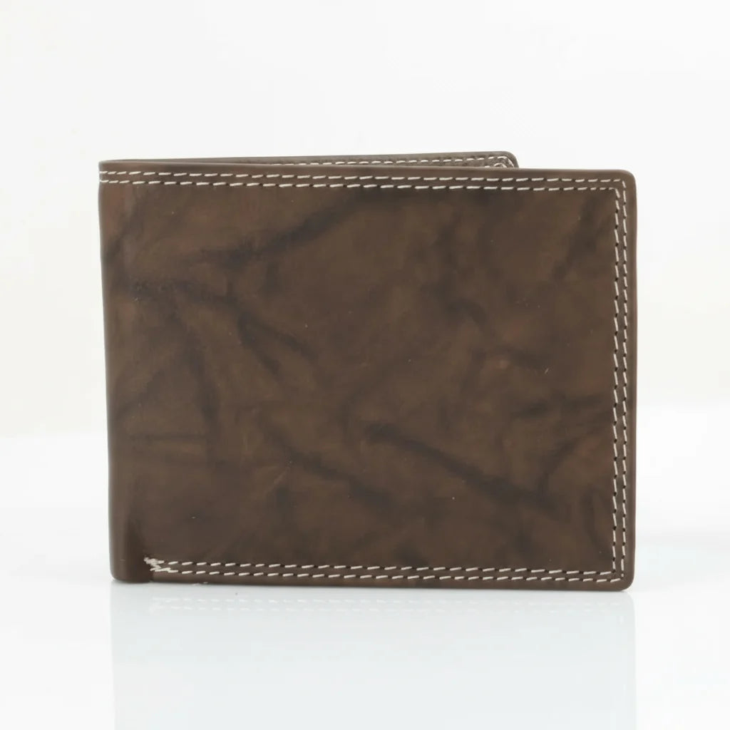 Men's Oil Pull Up Top Flap Bifold Wallet