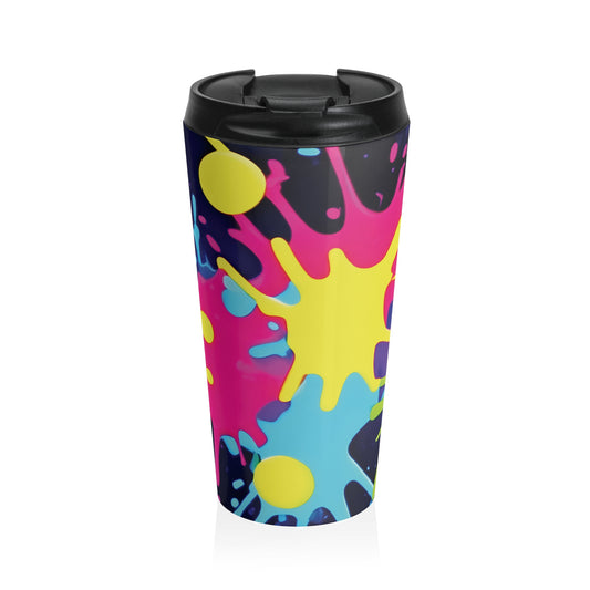 Neon Paint Splatters Stainless Steel Travel Mug | Colorful Splash - AURABAGS SHOP