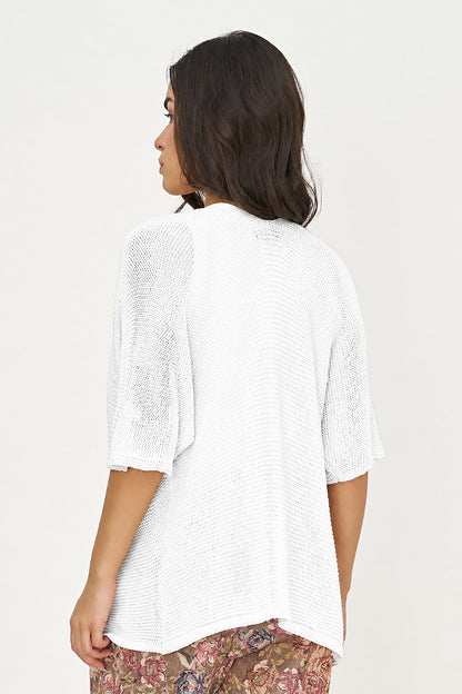 Women's Knit Open Cardigan with Elbow-Length Sleeves