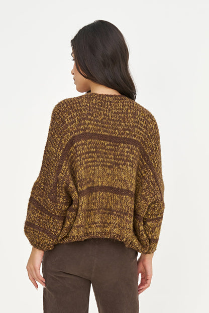 Women's Knit Color-Block Open Cardigan with Long Sleeves