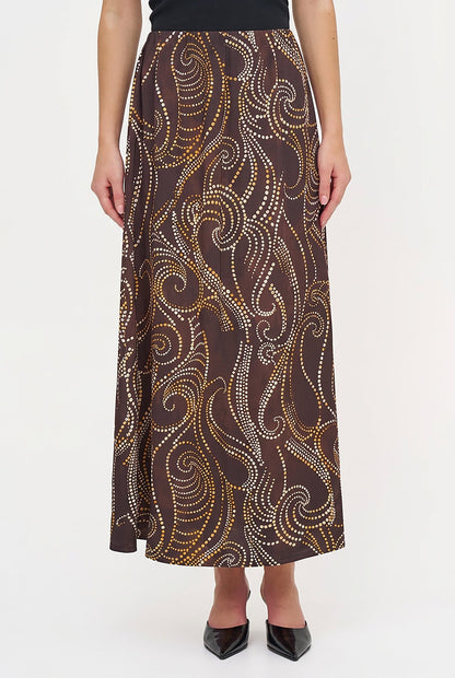 Women's Printed Woven Pull-On Flowing Skirt