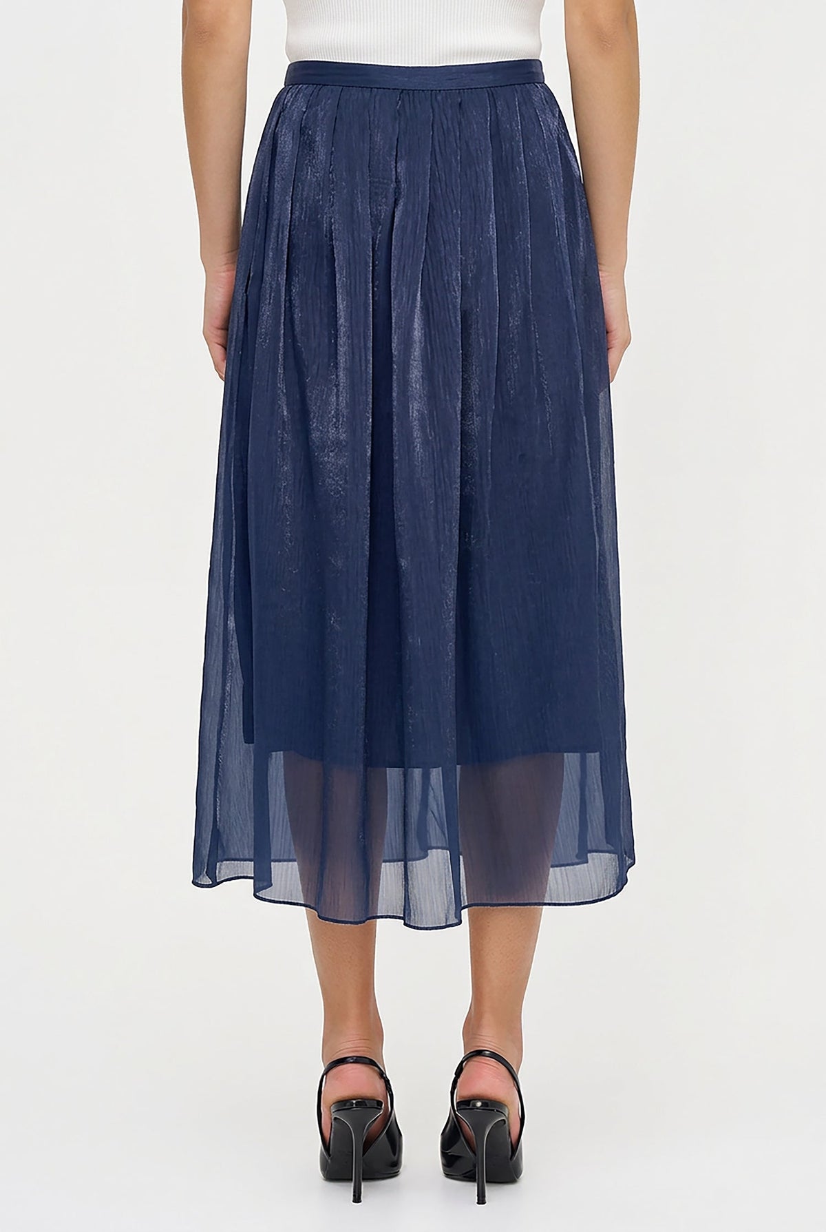 Women's Woven Pull-On A-Line Skirt with Front Pleat Details