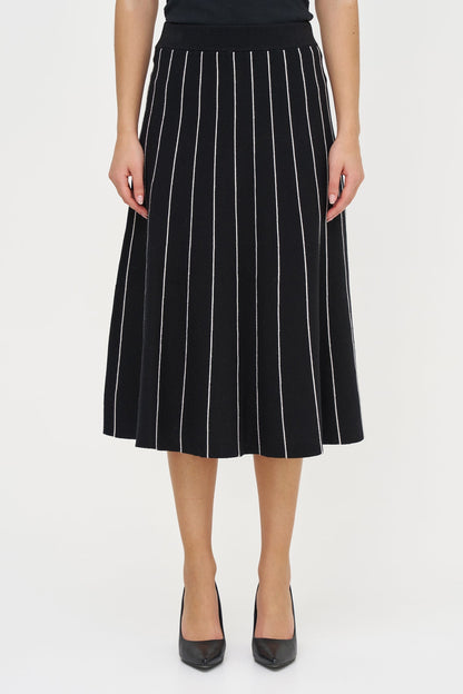 Women's Knit Color-Block Pull-On A-Line Skirt with Piping