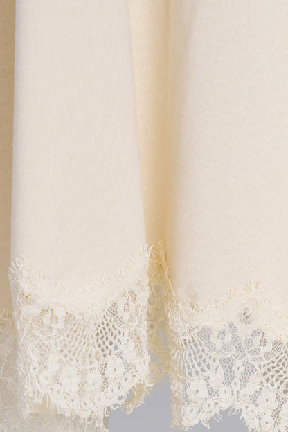 Women's Fine Knit Pull-On A-Line Skirt with Lace Trim