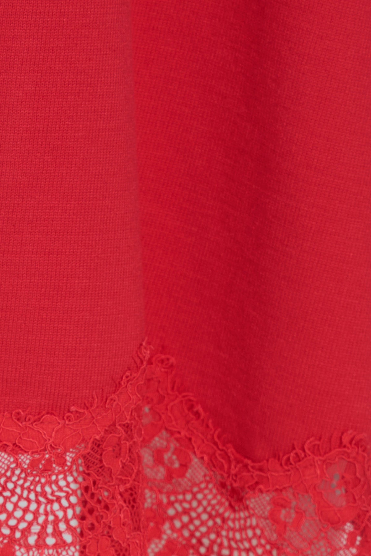 Women's Fine Knit Pull-On A-Line Skirt with Lace Trim