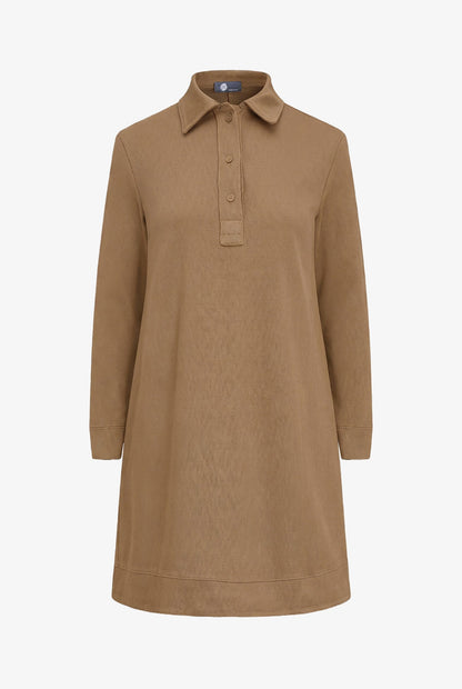 Women's A-Line Dress, Long Sleeves, Partial Button Placket & Pockets