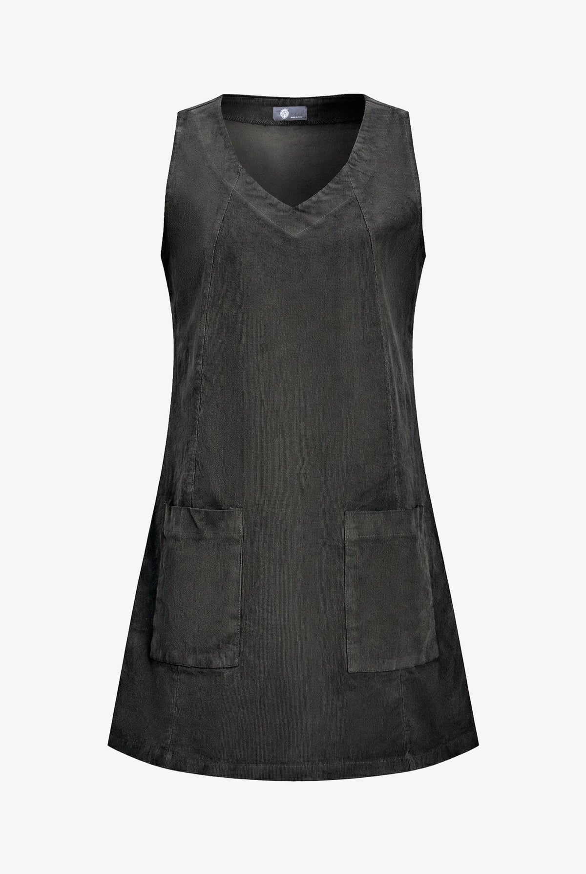 Women's Corduroy Sleeveless V-Neck Dress with Patch Pockets