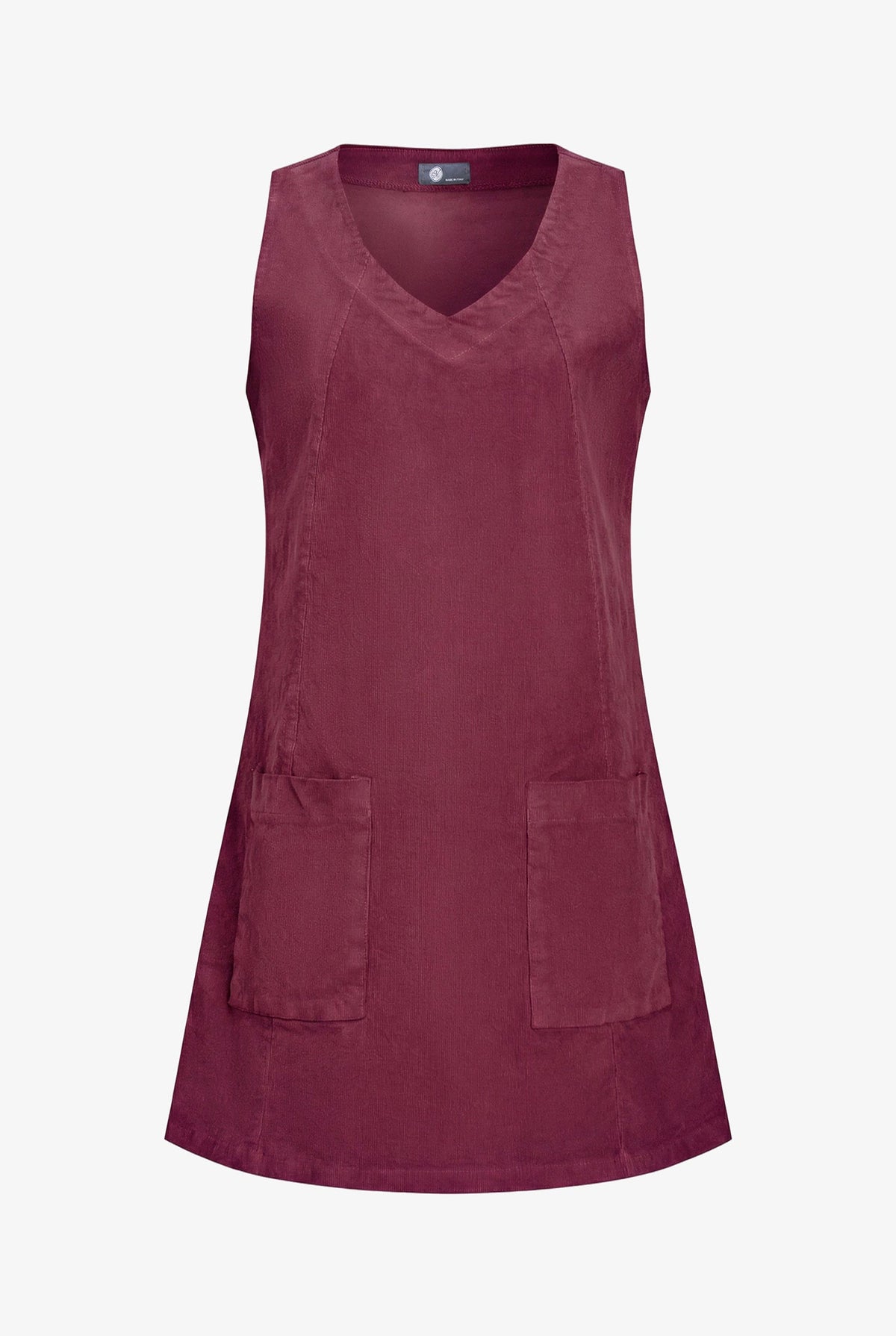 Women's Corduroy Sleeveless V-Neck Dress with Patch Pockets