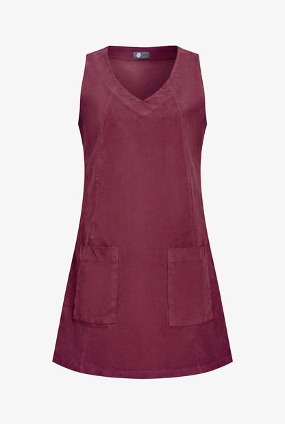Women's Corduroy Sleeveless V-Neck Dress with Patch Pockets