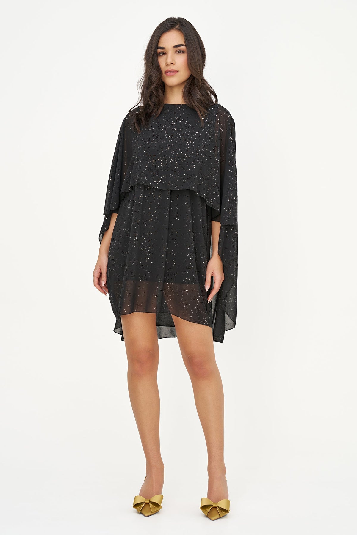 Women's Foil-Printed Woven Cape Dress