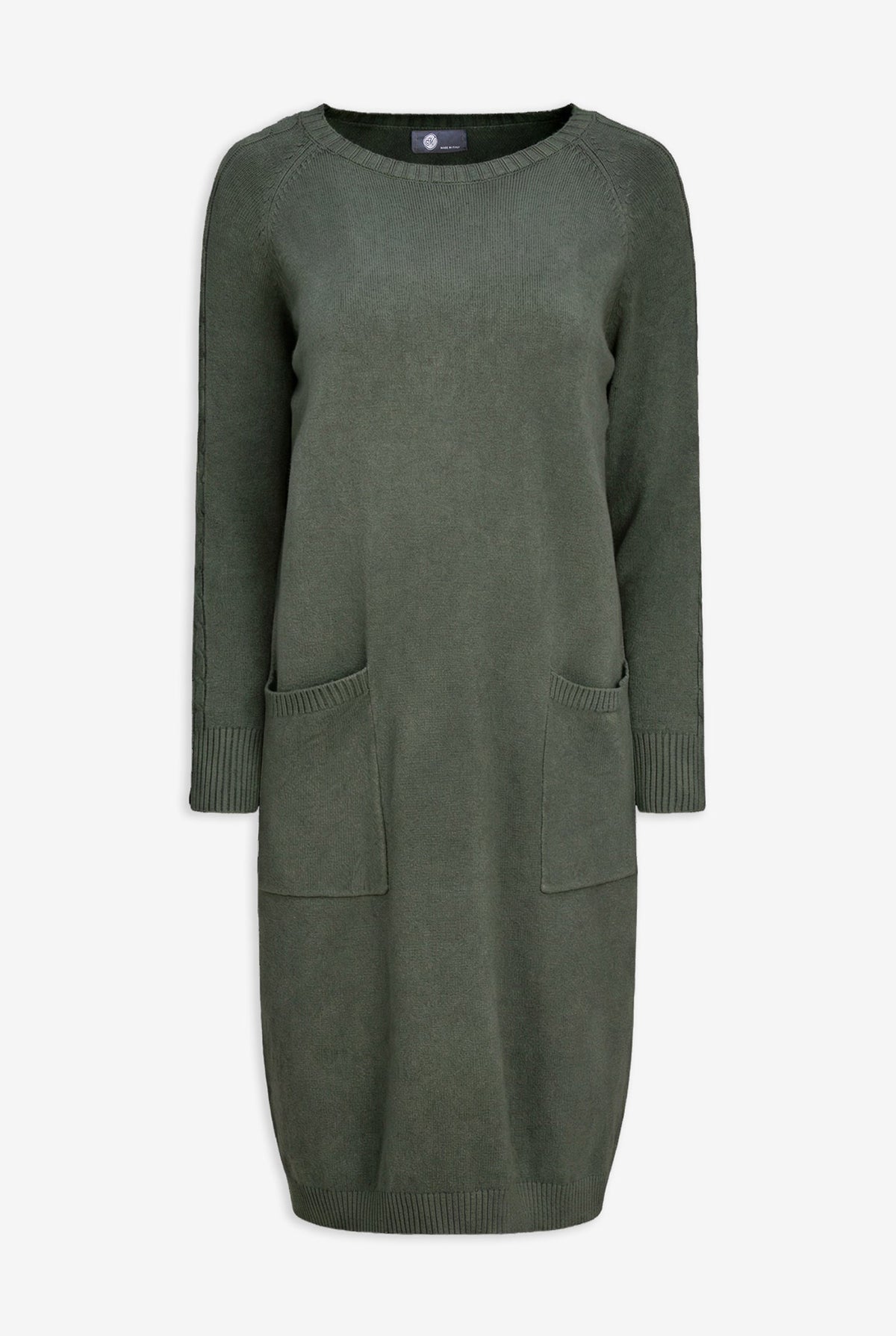 Women's Knit Scoop-Neck Dress, Long Raglan Sleeves & Patch Pockets
