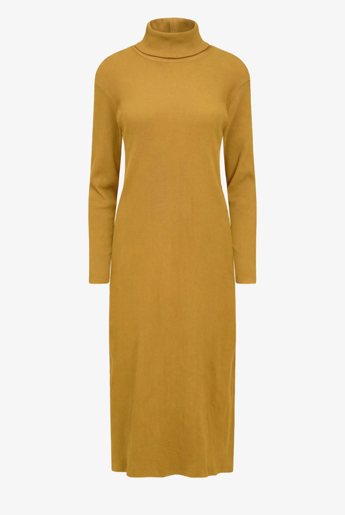 Women's Rib-Knit Turtleneck Dress, Long Sleeves & Back Slit