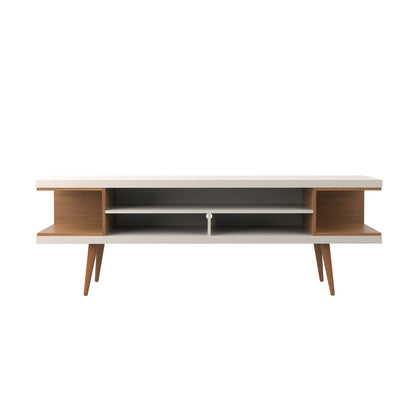 Eureka Modern 70.47" TV Stand with 4 Shelves - Off White Gloss/Maple Cream