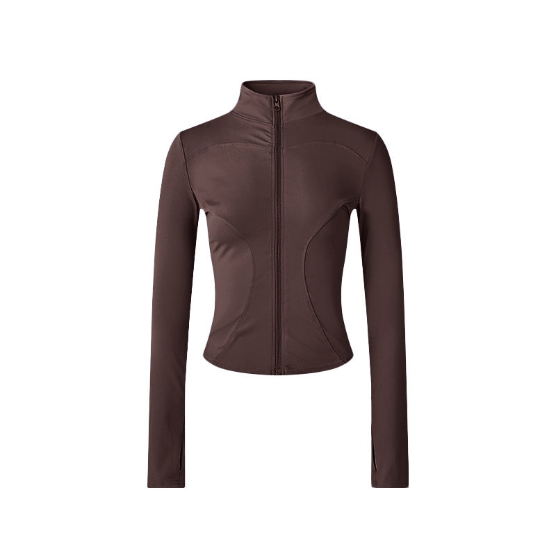 Women’s Long-Sleeve Zip-Up Workout Jacket – Tight-Fit Yoga & Fitness Top