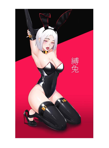 PU Leather Bound Bunny Strapless Bunny Girl Cosplay Costume Sexy Open Crotch Lingerie