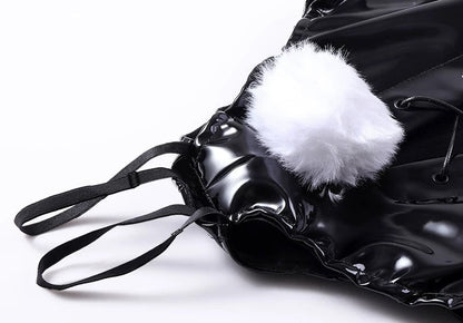 PU Leather Bound Bunny Strapless Bunny Girl Cosplay Costume Sexy Open Crotch Lingerie