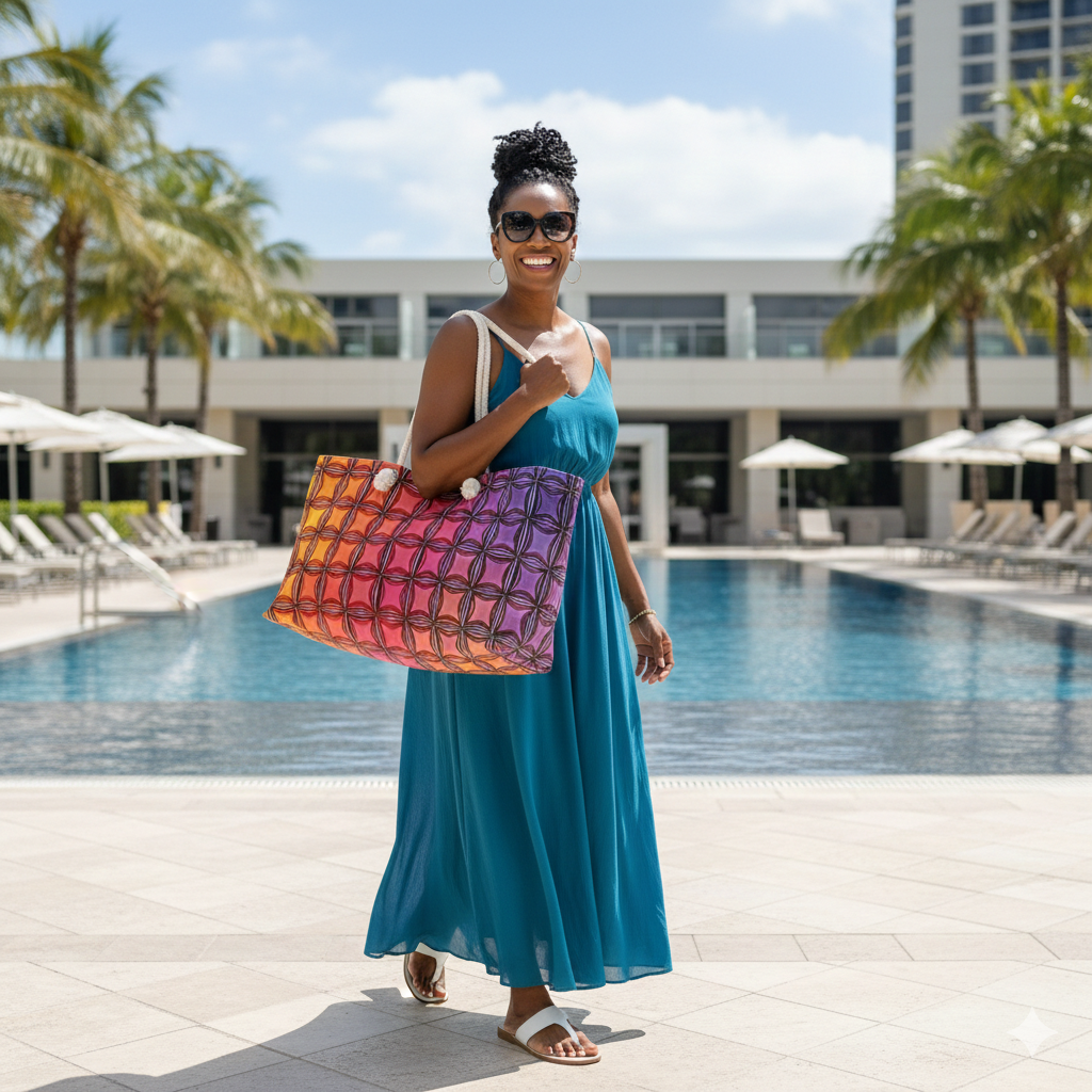 Colorful Geometric Tile Weekender Bag | Rainbow Gradient Pattern - AURABAGS SHOP