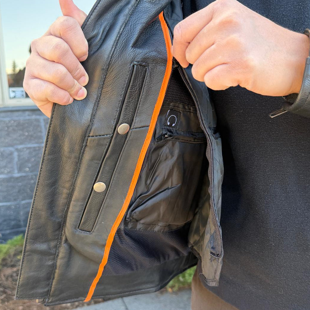 Unik International Men's Reflective Stripe Motorcycle Jacket
