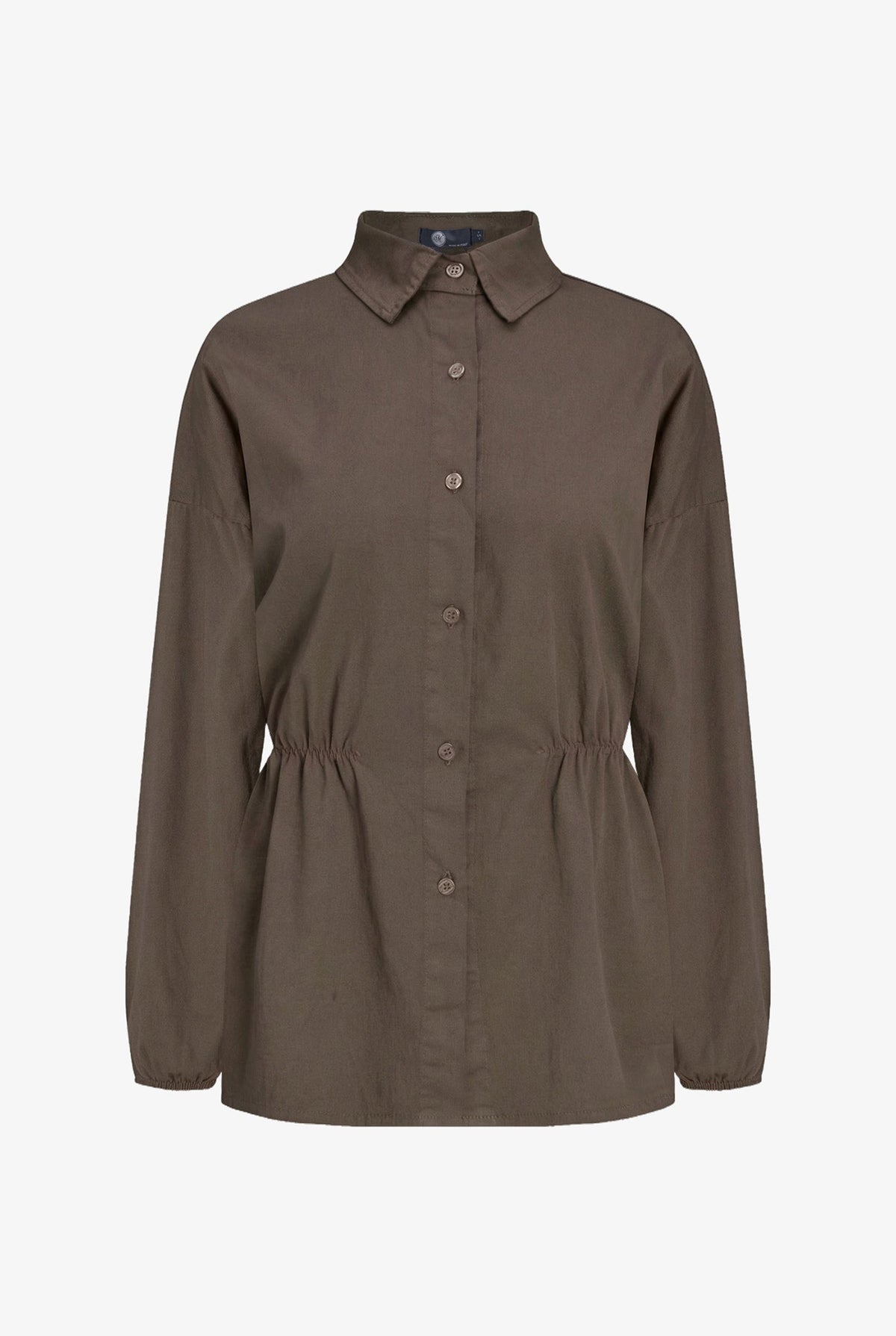 Women's Woven Button-Down Shirt, Long Sleeves & Elastic Waist
