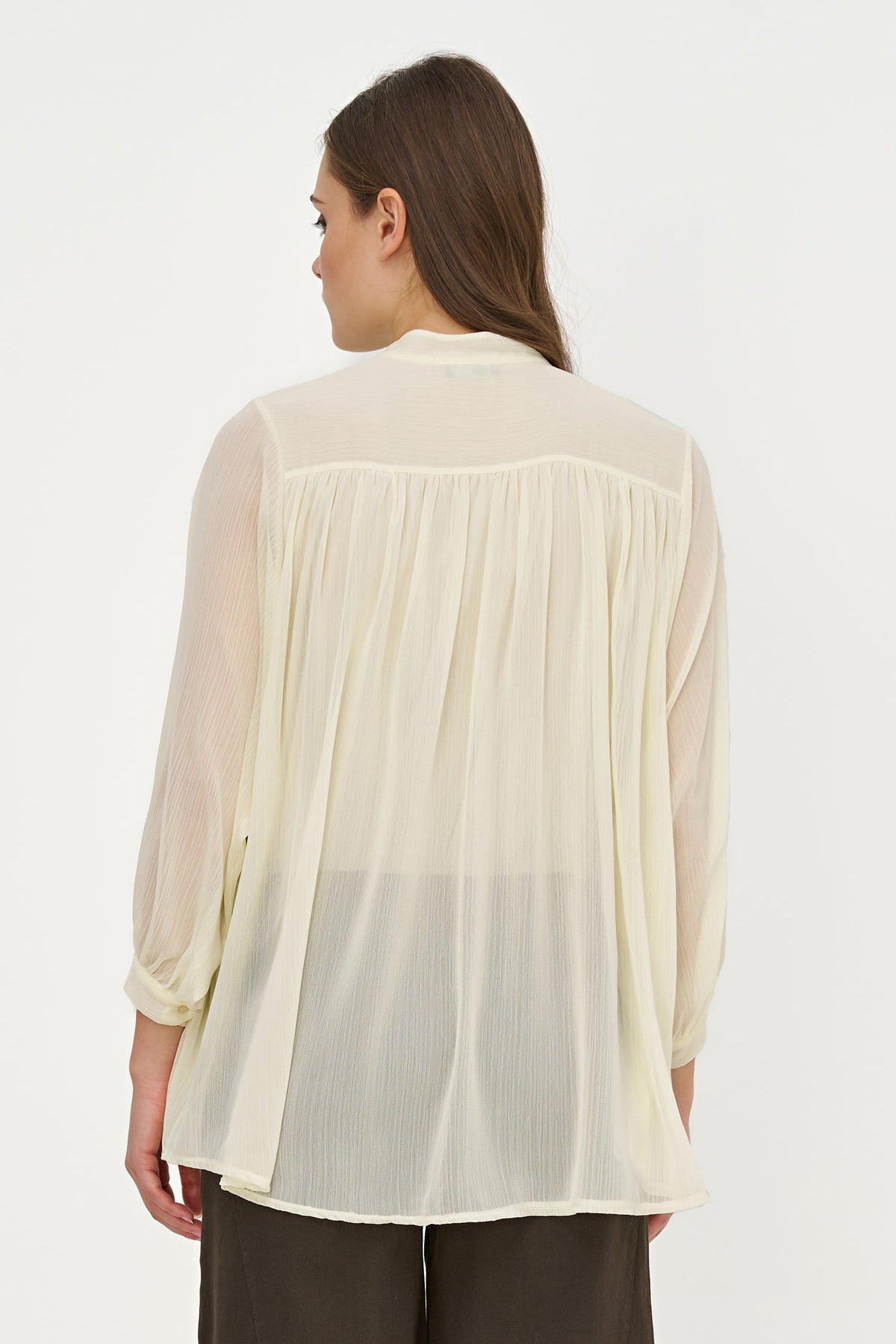 Women's Woven Button-Down Tunic Shirt, Long Sleeves & Stand Collar