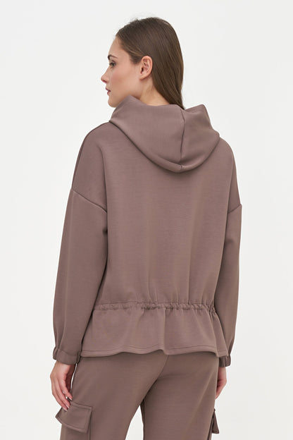 Women's Knit Hooded Sweatshirt, Long Sleeves & Adjustable Waist