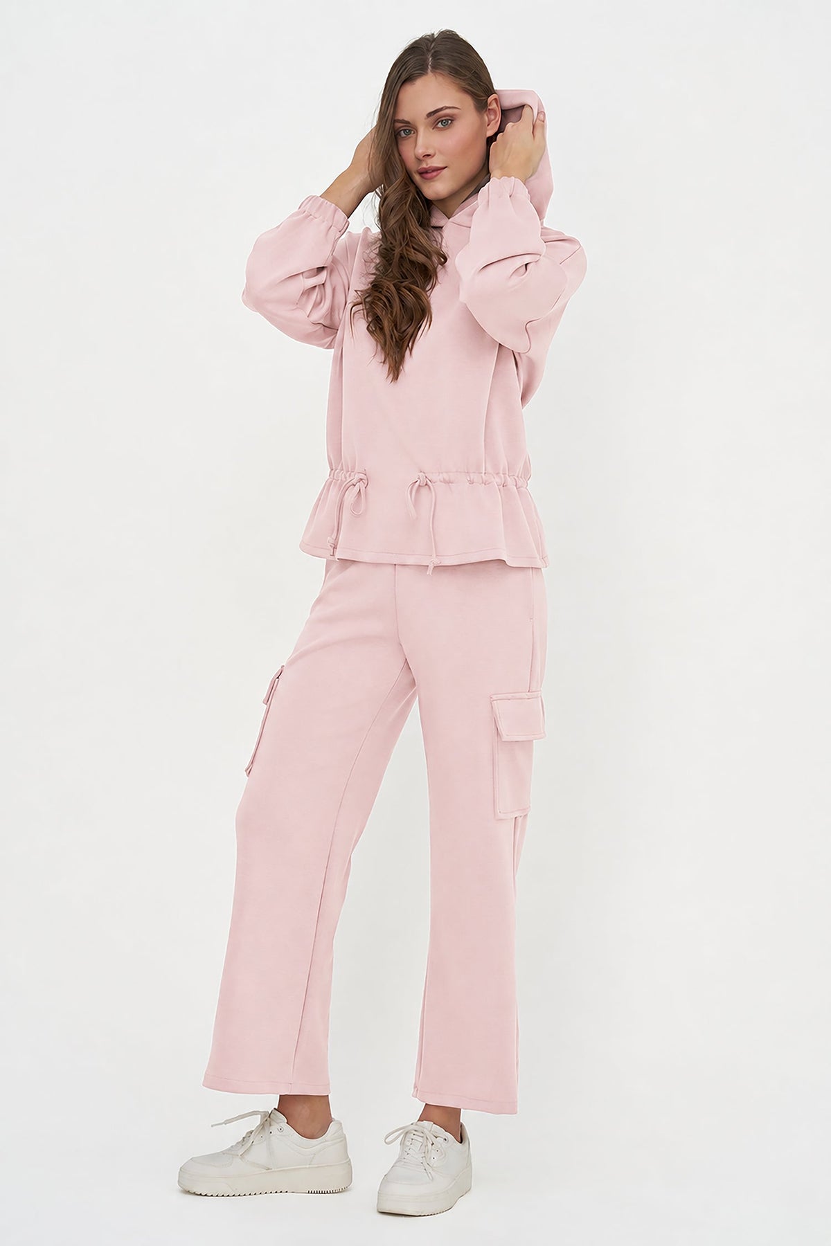 Women's Knit Hooded Sweatshirt, Long Sleeves & Adjustable Waist