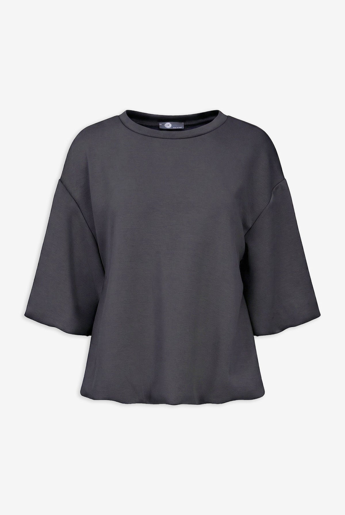 Women's Crew-Neck Sweatshirt, Elbow-Length Bubble Sleeves & Bubble Hem