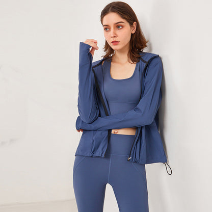 Women’s Hooded Loose Fit Gym Suit – Close Lock Zipper Activewear Set