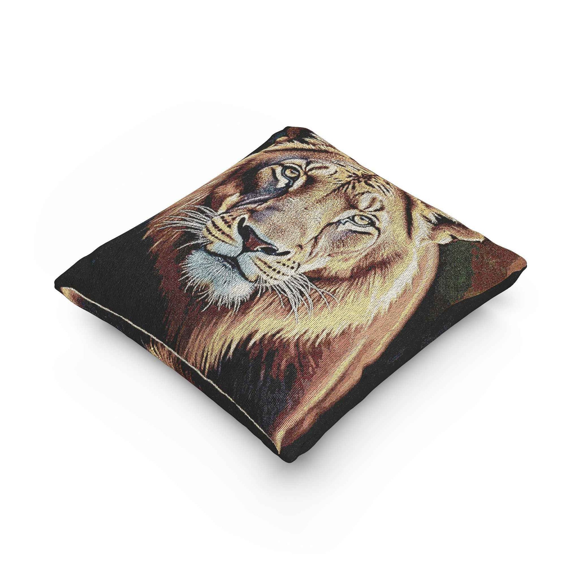 Lion Portrait Woven Pillow | Lion Face Throw Pillow, Wildlife Home Decor