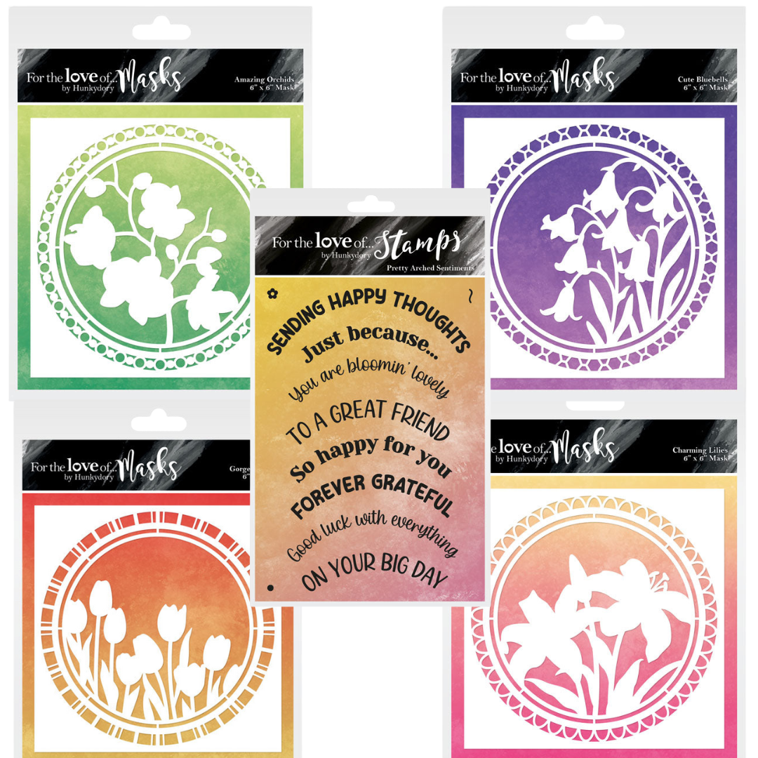 Silhouette Flower Masks and Sentiment Stamp Set