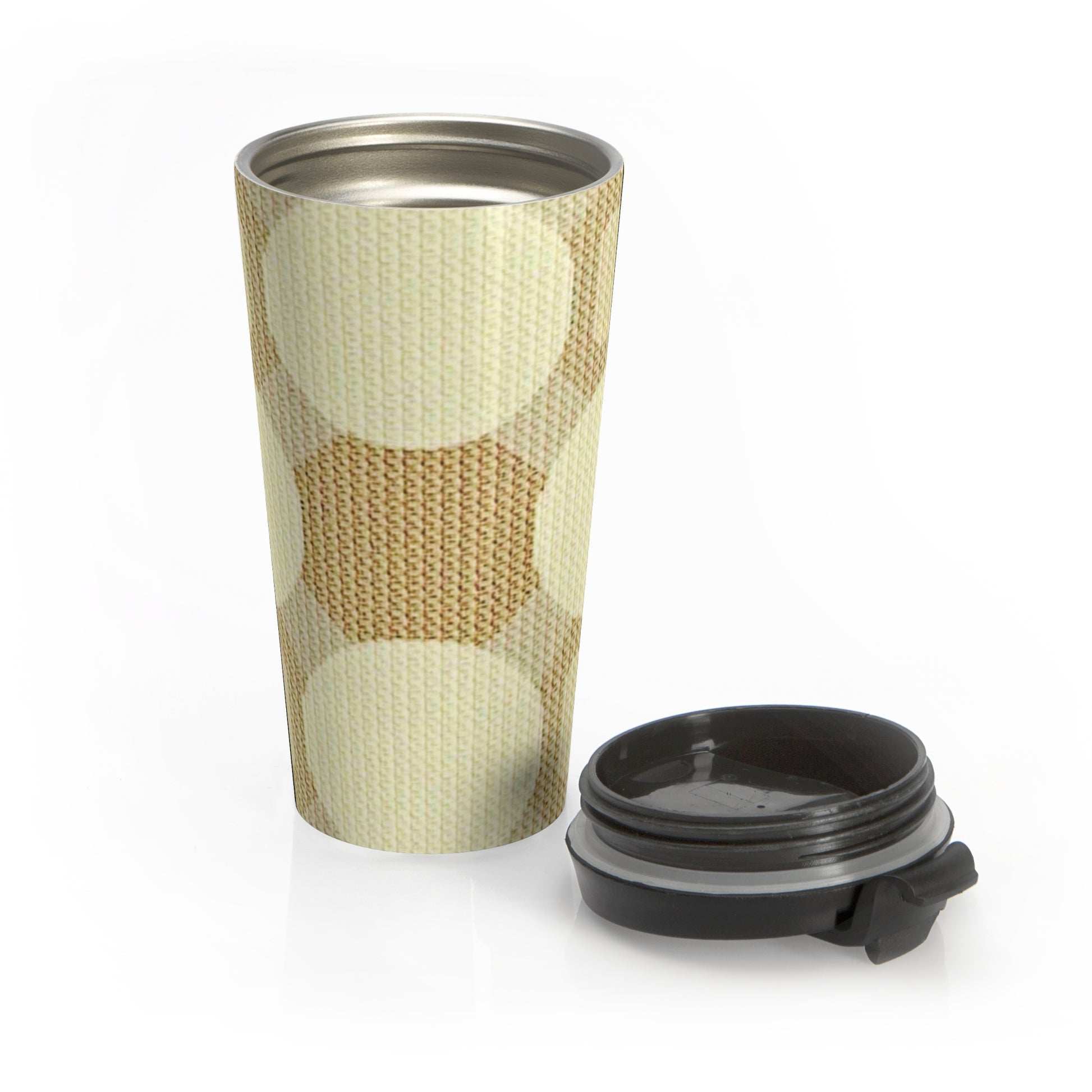 Cream & Beige Retro Polka Dot Stainless Steel Travel Mug - AURABAGS SHOP