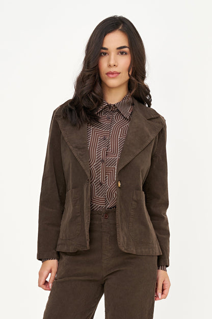Women's Corduroy Blazer, Long Sleeves, Patch Pockets & Elbow Patches