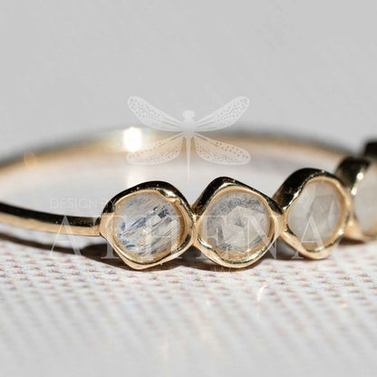 Moonstone Band Ring in 14K Yellow Gold