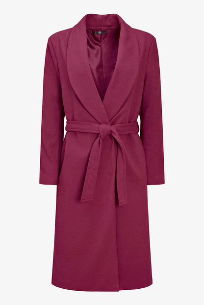 Women's Shawl-Collar Coat, Long Sleeves, Hidden Snaps & Removable Belt