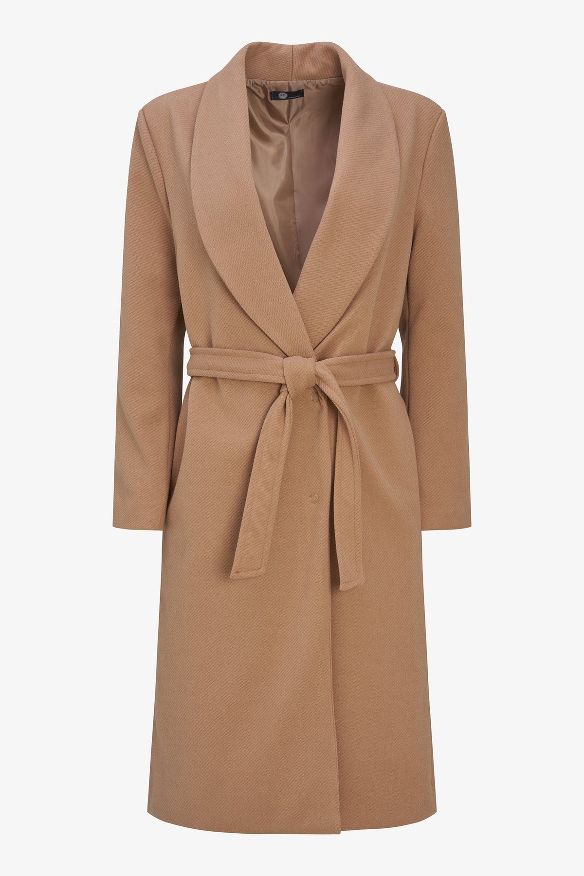 Women's Shawl-Collar Coat, Long Sleeves, Hidden Snaps & Removable Belt